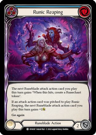 Runic Reaping (Blue) [DYN187] (Dynasty)  Rainbow Foil Flesh And Blood Single Flesh And Blood   