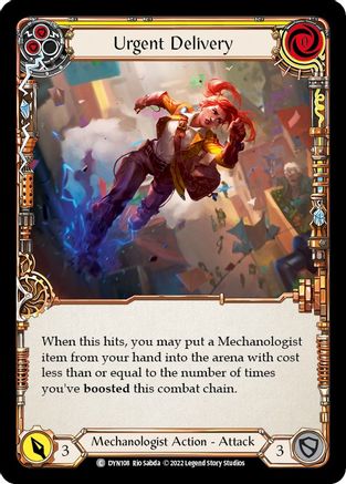 Urgent Delivery (Yellow) [DYN108] (Dynasty)  Rainbow Foil Flesh And Blood Single Flesh And Blood   