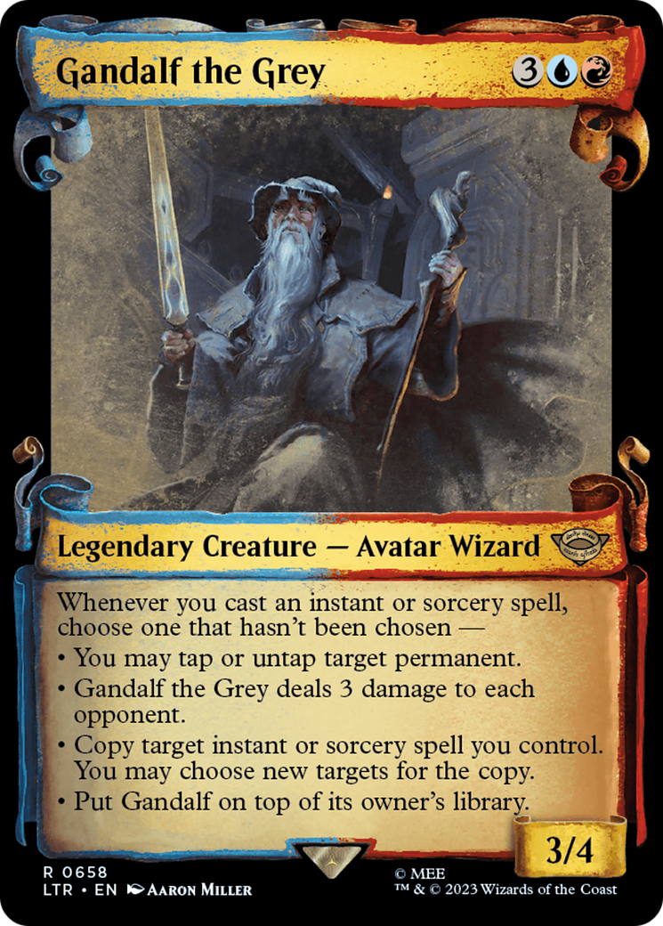 Gandalf the Grey (Showcase Scrolls) (LTR-658) [The Lord of the Rings: Tales of Middle-earth] (Showcase) MTG Single Wizards of the Coast