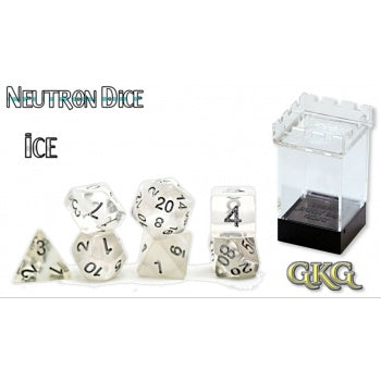 Gate Keeper Games: "Ice" (White) Neutron Dice 7-Die Set Dice & Gaming Accessories Gate Keeper Games