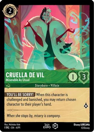 Cruella de Vil - Miserable As Usual (4) [D23 Promos] Holofoil Lorcana Single Disney