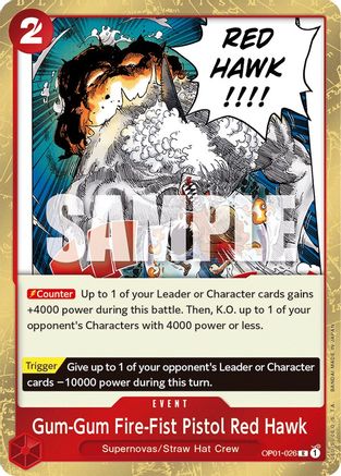 Gum-Gum Fire-Fist Pistol Red Hawk (OP01-026) [Romance Dawn] Foil One Piece Single Bandai
