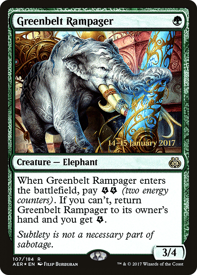 Greenbelt Rampager (PRE-107) [Aether Revolt Promos] Foil MTG Single Wizards of the Coast