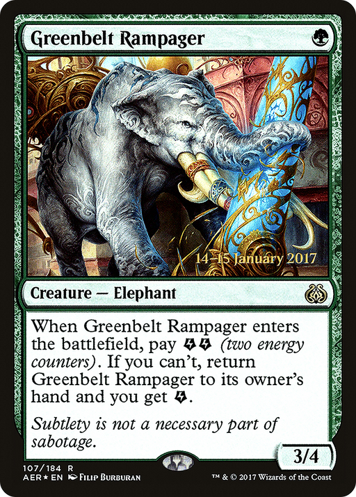 Greenbelt Rampager (PRE-107) [Aether Revolt Promos] Foil MTG Single Wizards of the Coast