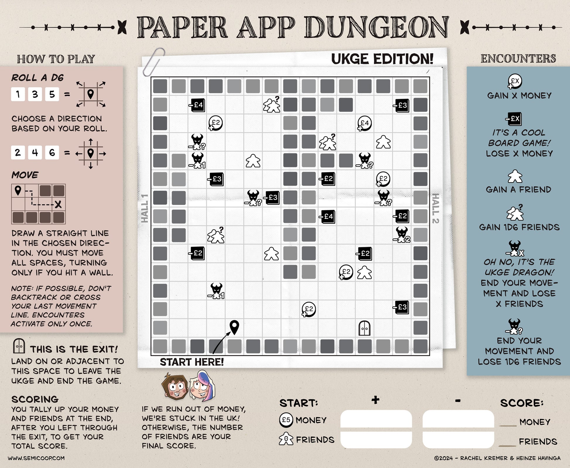 Paper App Dungeon Board Games Lucky Duck Games