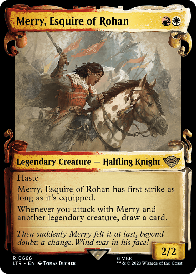 Merry, Esquire of Rohan (LTR-666) [The Lord of the Rings: Tales of Middle-earth] (Showcase) Foil MTG Single Wizards of the Coast