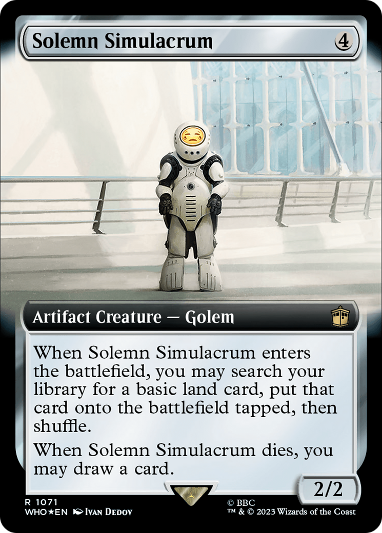 Solemn Simulacrum (Surge Foil) (WHO-1071) [Doctor Who] (Extended Art) Foil MTG Single Wizards of the Coast