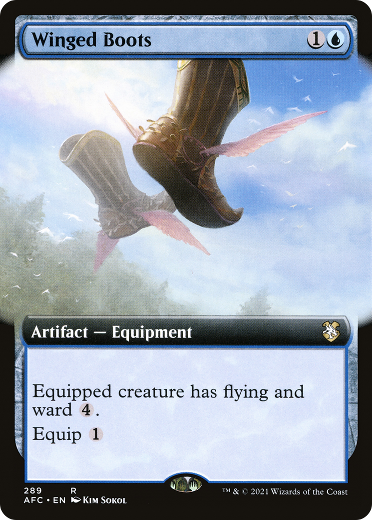 Winged Boots (AFC-289) [Forgotten Realms Commander] (Extended Art) MTG Single Wizards of the Coast