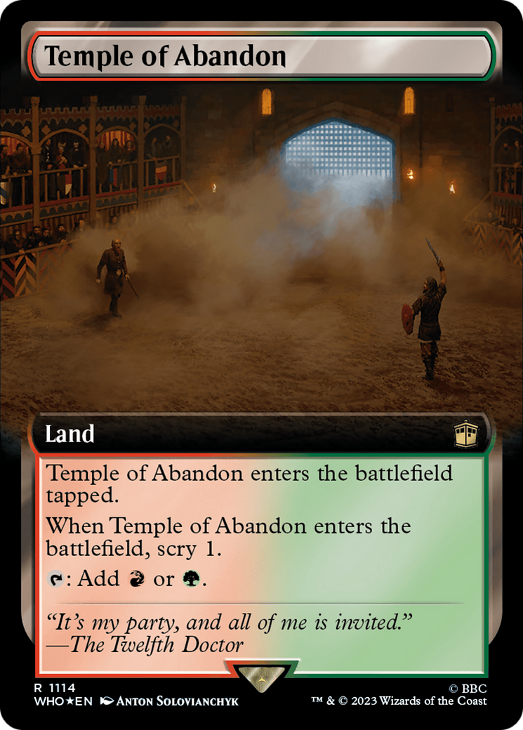 Temple of Abandon (Surge Foil) (WHO-1114) [Doctor Who] (Extended Art) Foil MTG Single Wizards of the Coast