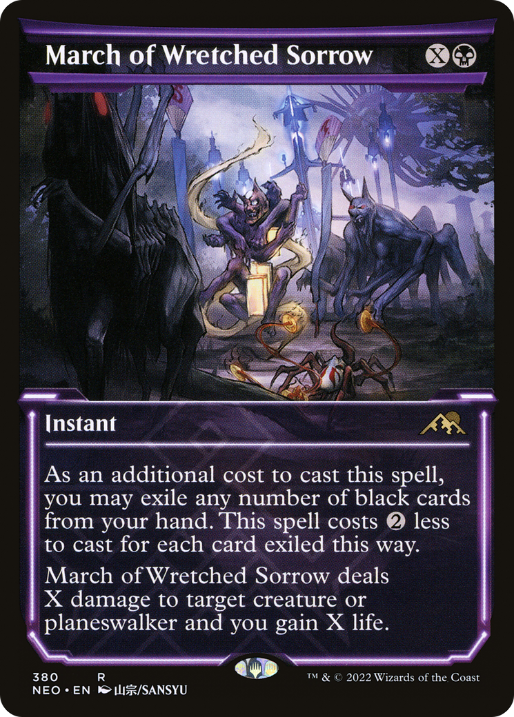 March of Wretched Sorrow (Showcase Soft Glow) [Kamigawa: Neon Dynasty] MTG Single Magic: The Gathering