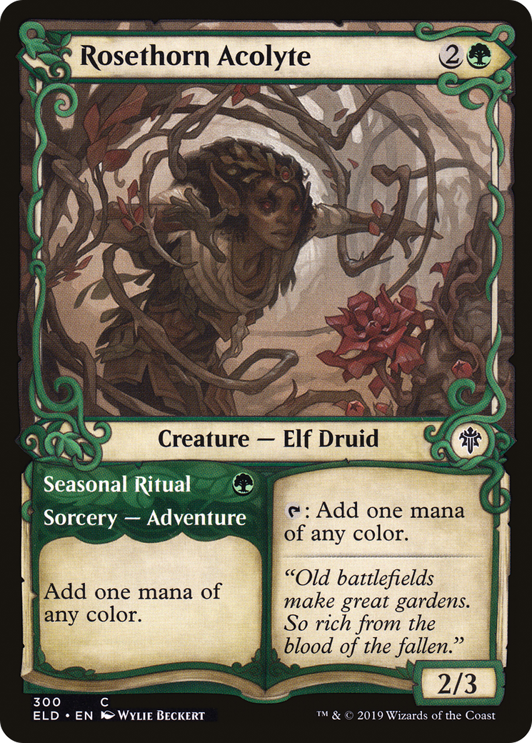 Rosethorn Acolyte // Seasonal Ritual (ELD-300) [Throne of Eldraine] (Showcase) MTG Single Wizards of the Coast