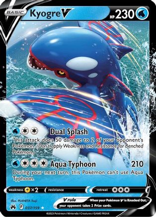Kyogre V (37/159) Holofoil [SWSH Crown Zenith] Pokemon Single Pokémon