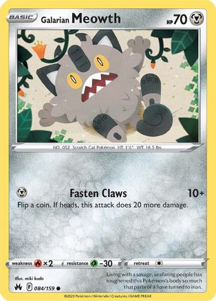 Galarian Meowth (84/159) [SWSH: Crown Zenith] Pokemon Single Pokémon