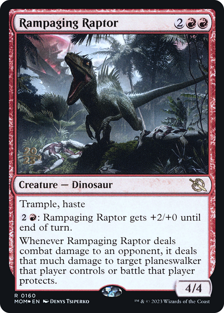 Rampaging Raptor (PRE-160S) [March of the Machine Promos] Foil MTG Single Wizards of the Coast