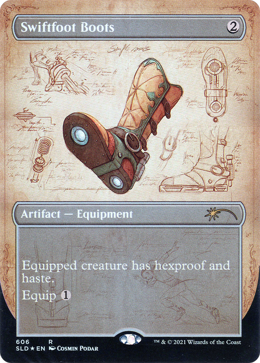 Swiftfoot Boots (SLD-606) [Secret Lair] Drop (Borderless) Foil MTG Single Wizards of the Coast