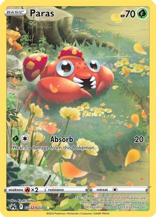 Paras (GG32/70) Holofoil [SWSH: Crown Zenith Galarian Gallery] Pokemon Single Pokémon