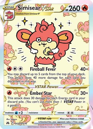 Simisear VSTAR (GG37/70) Holofoil [SWSH: Crown Zenith Galarian Gallery] Pokemon Single Pokémon