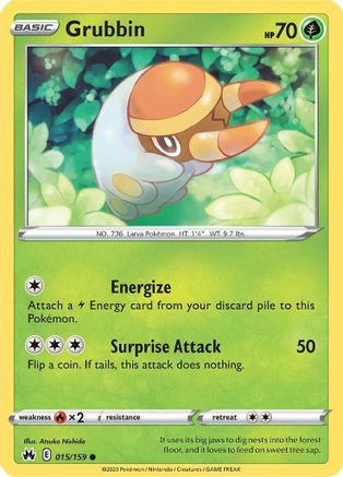 Grubbin (15/159) Reverse Holofoil [SWSH: Crown Zenith] Pokemon Single Pokémon
