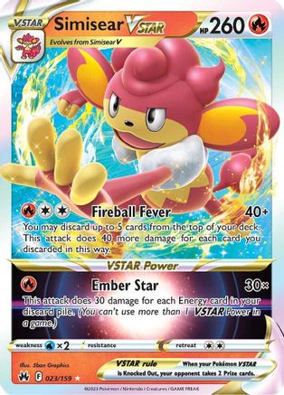 Simisear VSTAR (23/159) Holofoil [SWSH: Crown Zenith] Pokemon Single Pokémon