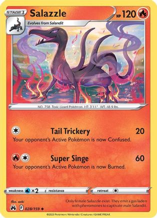 Salazzle (28/159) Reverse Holofoil [SWSH: Crown Zenith] Pokemon Single Pokémon