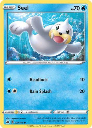 Seel (29/159) Reverse Holofoil [SWSH: Crown Zenith] Pokemon Single Pokémon