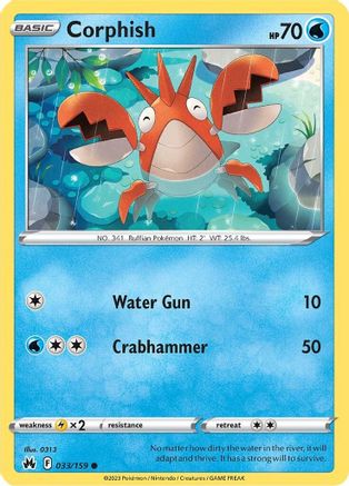 Corphish (33/159) Reverse Holofoil [SWSH: Crown Zenith] Pokemon Single Pokémon