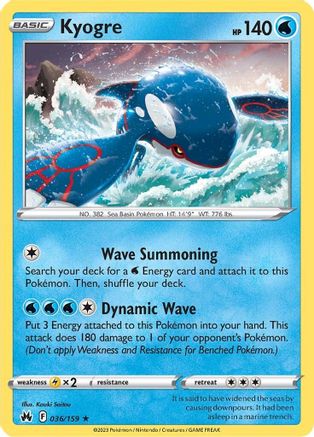Kyogre (36/159) Reverse Holofoil [SWSH: Crown Zenith] Pokemon Single Pokémon