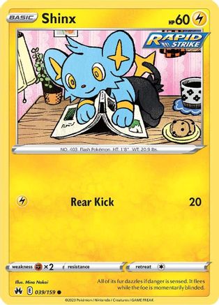 Shinx (39/159) Reverse Holofoil [SWSH: Crown Zenith] Pokemon Single Pokémon