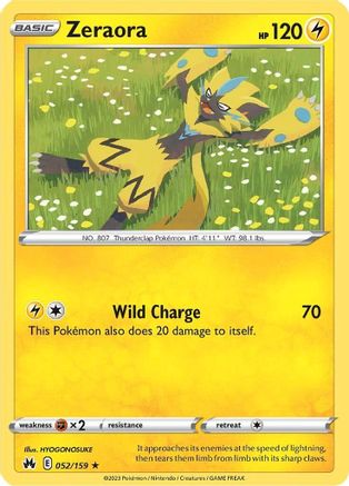 Zeraora (52/159) Reverse Holofoil [SWSH: Crown Zenith] Pokemon Single Pokémon