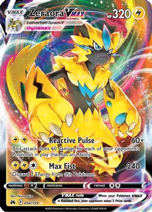 Zeraora VMAX (54/159) Holofoil [SWSH: Crown Zenith] Pokemon Single Pokémon