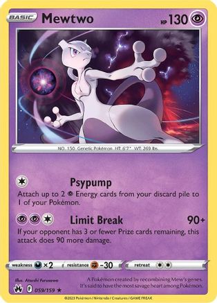 Mewtwo (59/159) Holofoil [SWSH: Crown Zenith] Pokemon Single Pokémon