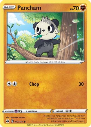 Pancham (72/159) [Crown Zenith] Pokemon Single Pokémon