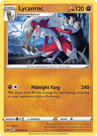 Lycanroc (74/159) [SWSH: Crown Zenith] Pokemon Single Pokémon
