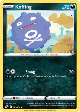 Koffing (75/159) Reverse Holofoil [SWSH: Crown Zenith] Pokemon Single Pokémon