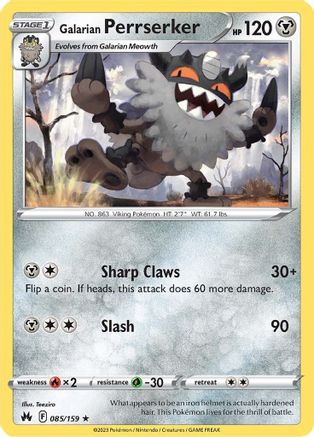 Galarian Perrserker (85/159) Reverse Holofoil [SWSH: Crown Zenith] Pokemon Single Pokémon