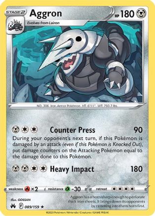 Aggron (89/159) Holofoil [SWSH: Crown Zenith] Pokemon Single Pokémon