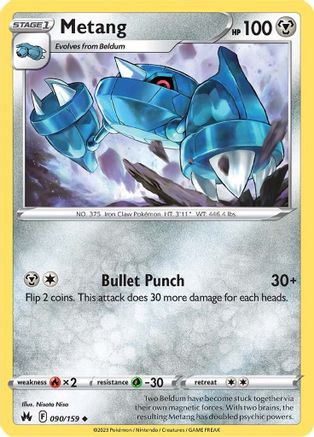 Metang (90/159) Reverse Holofoil [SWSH: Crown Zenith] Pokemon Single Pokémon