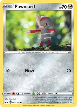 Pawniard (92/159) [SWSH: Crown Zenith] Pokemon Single Pokémon