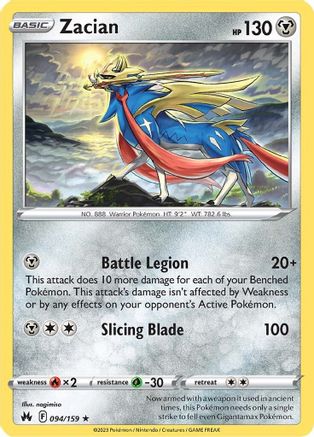 Zacian (94/159) Holofoil [SWSH: Crown Zenith] Pokemon Single Pokémon