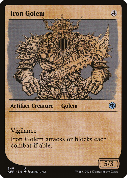 Iron Golem (AFR-348) [Adventures in the Forgotten Realms] (Showcase) MTG Single Wizards of the Coast