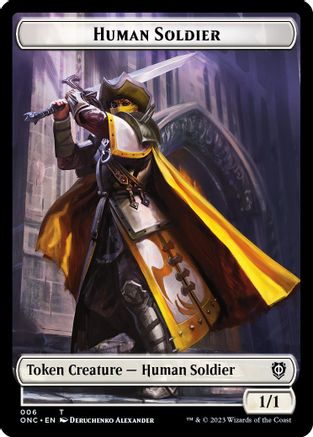 Human Soldier // Elephant Double-sided Token (ONC-) [Commander: Phyrexia: All Will Be One] MTG Single Wizards of the Coast