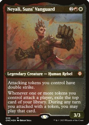 Neyali, Suns' Vanguard (Display Commander) (Foil Etched) - Thick Stock (ONC-030) [Commander: Phyrexia: All Will Be One] Foil MTG Single Wizards of the Coast
