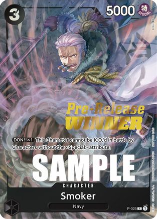 Smoker (Pre-Release) [Winner] (P-025) [One Piece Promotion Cards] Foil One Piece Single Bandai
