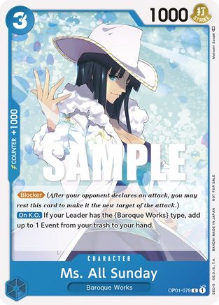 Ms. All Sunday (Promotion Pack 2023) (OP01-079) [One Piece Promotion Cards] One Piece Single Bandai