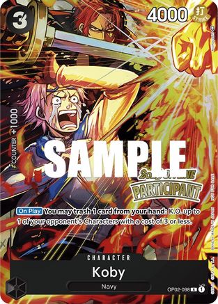 Koby (Offline Regional 2023) [Participant] (OP02-098) [One Piece Promotion Cards] Foil One Piece Single Bandai