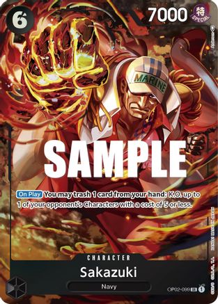 Sakazuki (Alternate Art) (OP02-099) [Paramount War] Foil One Piece Single Bandai