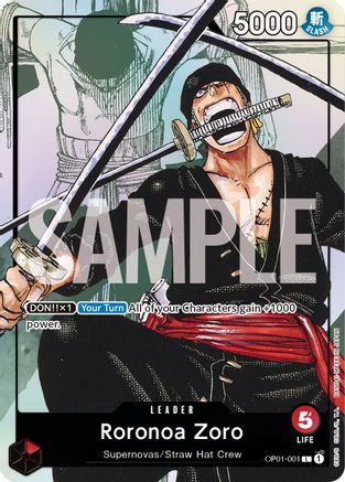 Roronoa Zoro - OP01-001 (Alternate Art) (OP01-001) [One Piece Promotion Cards] Foil One Piece Single Bandai