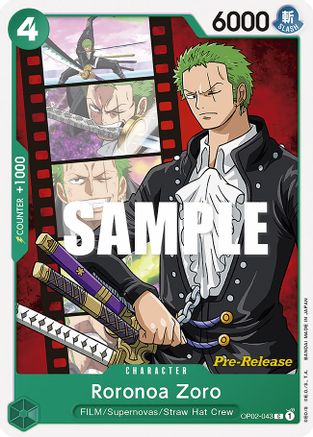 Roronoa Zoro (OP02-043) [Paramount War Pre-Release Cards] One Piece Single Bandai
