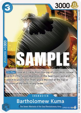 Bartholomew Kuma (OP02-057) [Paramount War Pre-Release Cards] One Piece Single Bandai