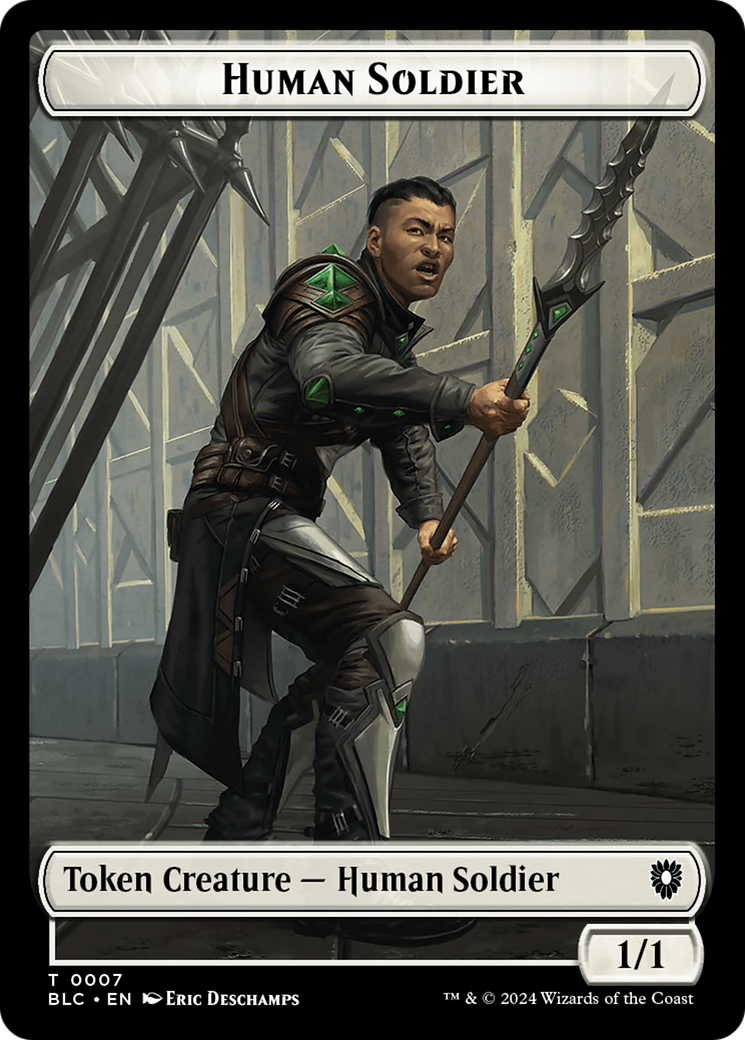 Human Soldier // Wolf (0035) Double-Sided Token (BLC-7 // 35) [Tokens] Bloomburrow Commander Tokens MTG Single Wizards of the Coast